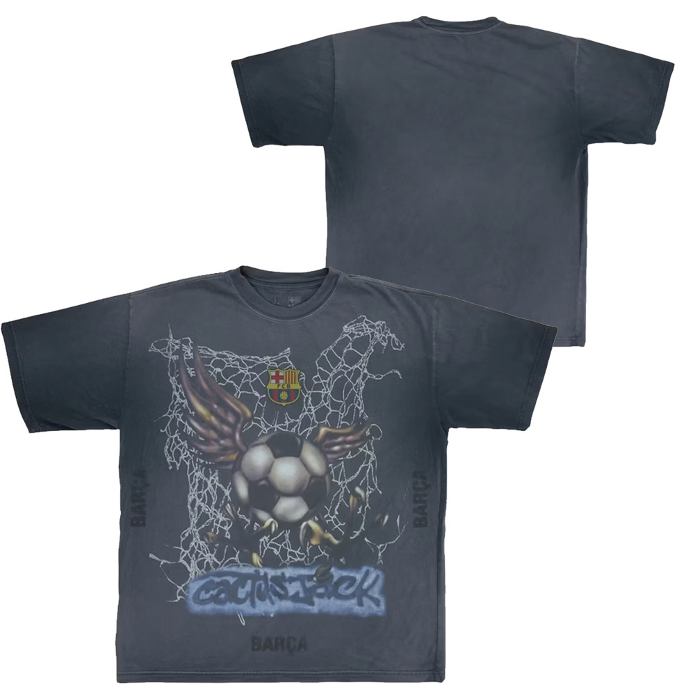 Travis Scott x FC Barcelona Washed Spray Logo Shirt Cactus Jack Merch Fan Apparel-1