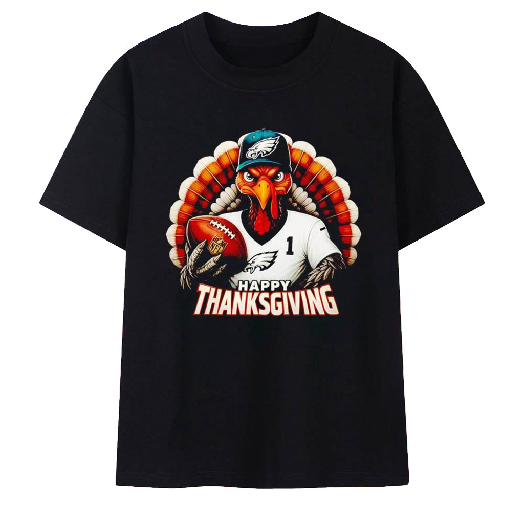 Turkey Philadelphia Eagles Happy Thanksgiving T Shirt Eagles Merch Best Gifts For Football Fans-1
