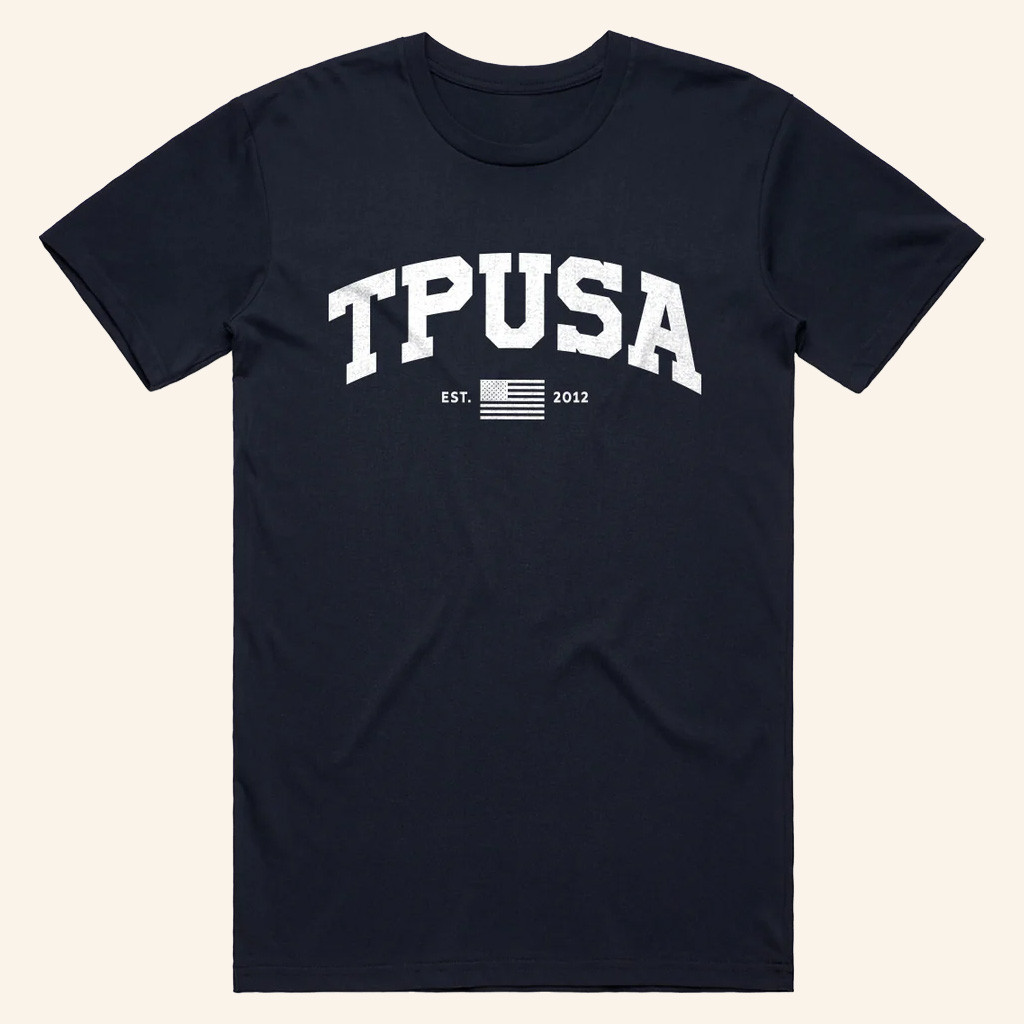 Turning Point USA Shirt Charlie Kirk Merch TPUSA Collegiate T-Shirt TPUSA Merch Gifts For Dad-1