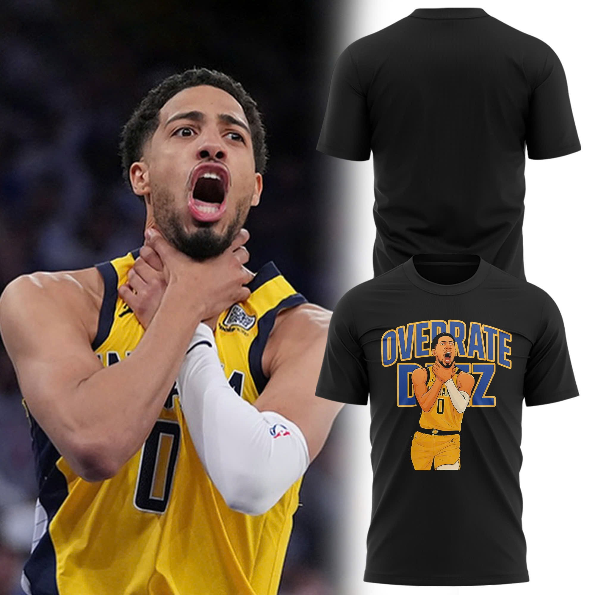 Tyrese Haliburton Choke Overrated Indiana Pacers 2025 T-Shirt Basketball Fan Merch-1 Tyrese Haliburton Choke Overrated Indiana Pacers 2025 T-Shirt Basketball Fan Merch-1