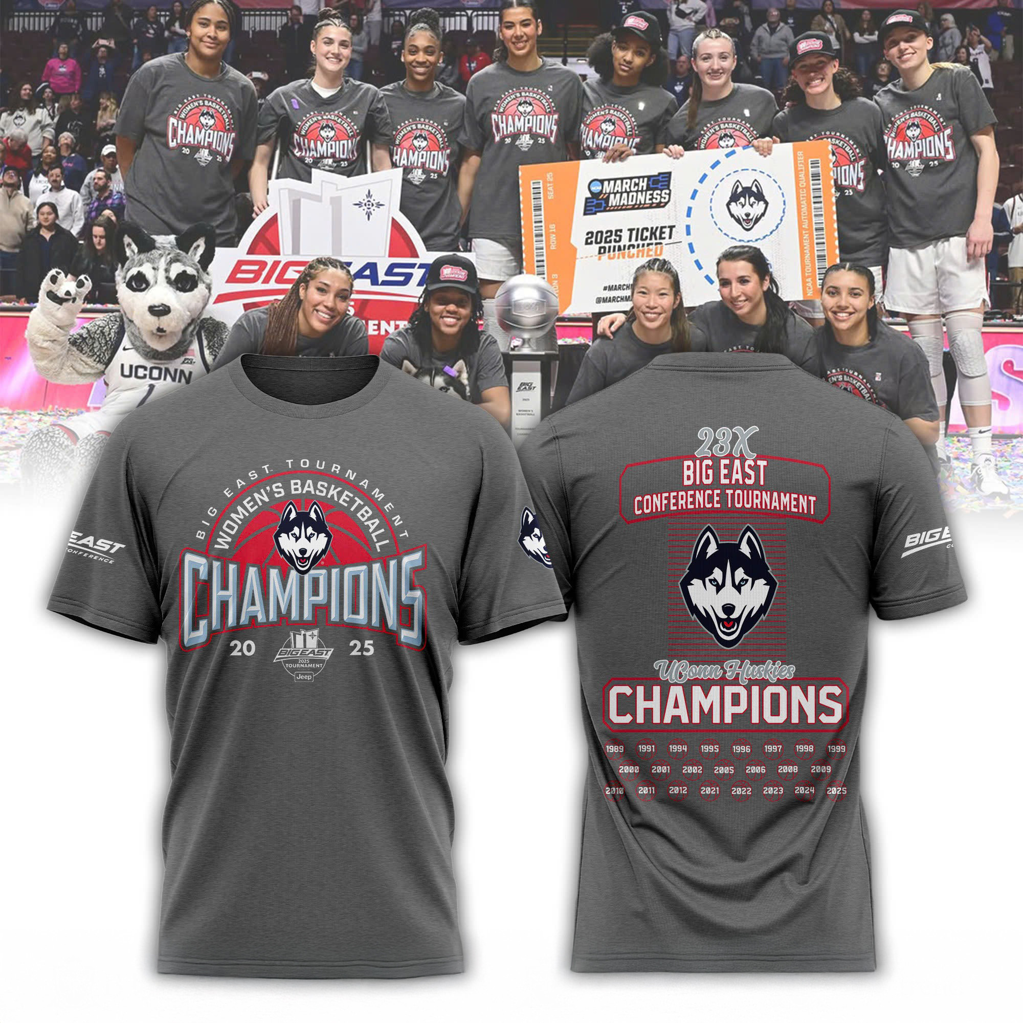 UConn Huskies 2025 BIG EAST Champions Shirt Hat Women's Basketball Championship Fan Gear-1 UConn Huskies 2025 BIG EAST Champions Shirt Hat Women's Basketball Championship Fan Gear-1