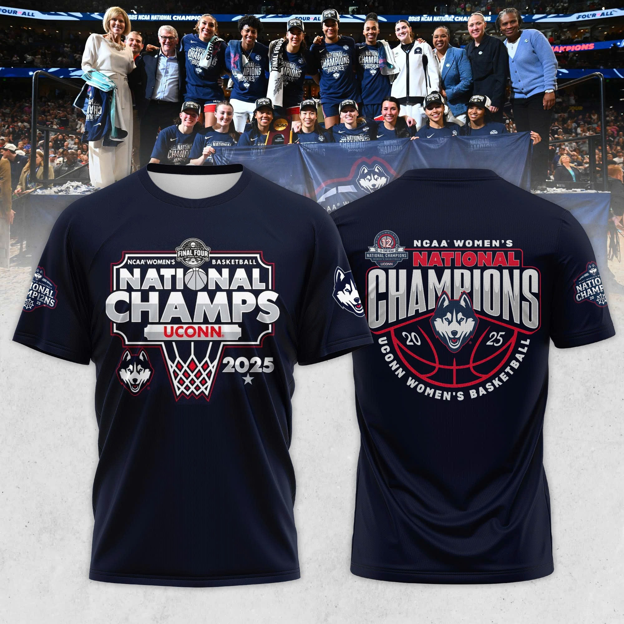 UConn Huskies 2025 NCAA Women's Basketball National Champions T-Shirt Merch For Sale-1
