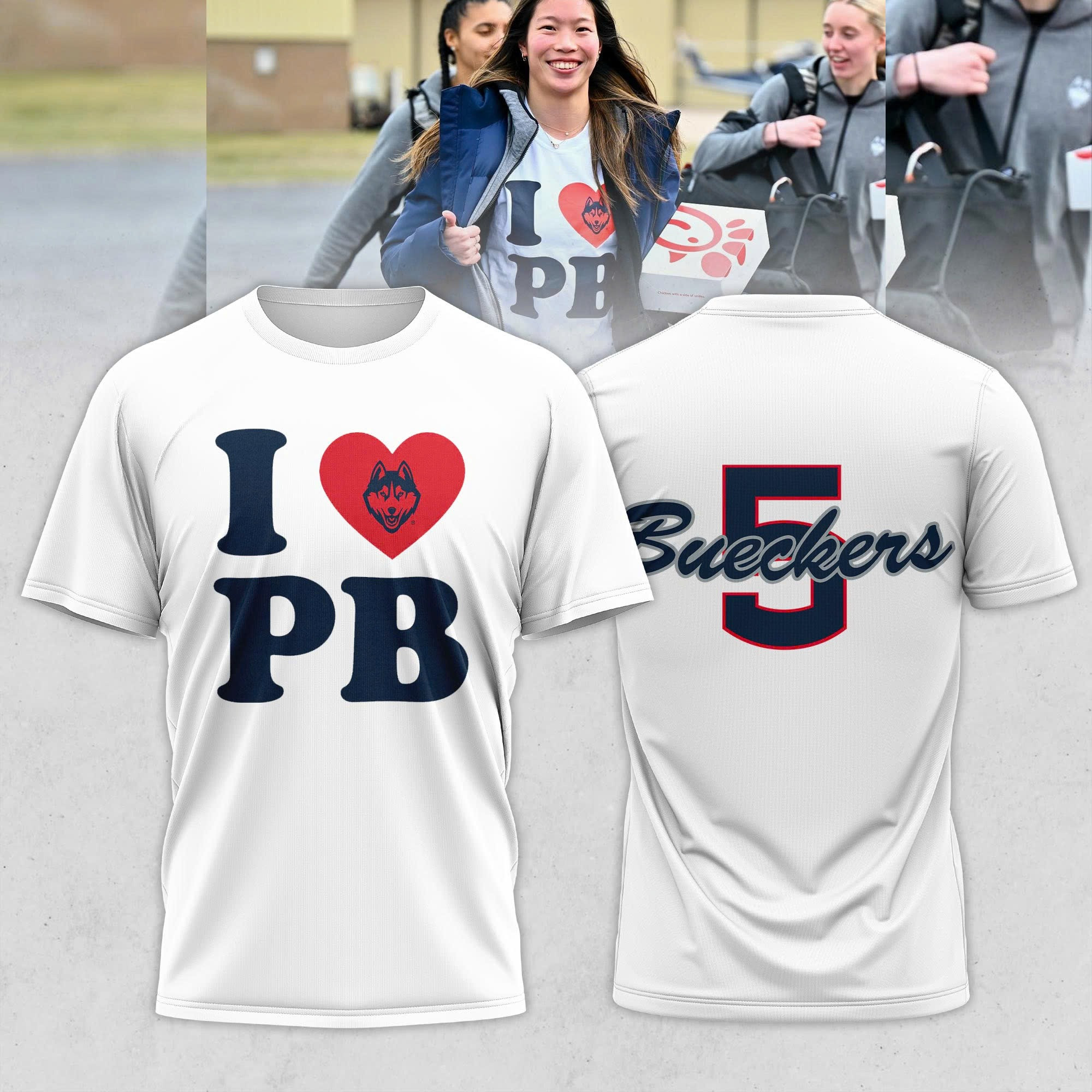 UConn Huskies Paige Bueckers I Love PB Shirt Gifts For UConn Huskies Fans-1
