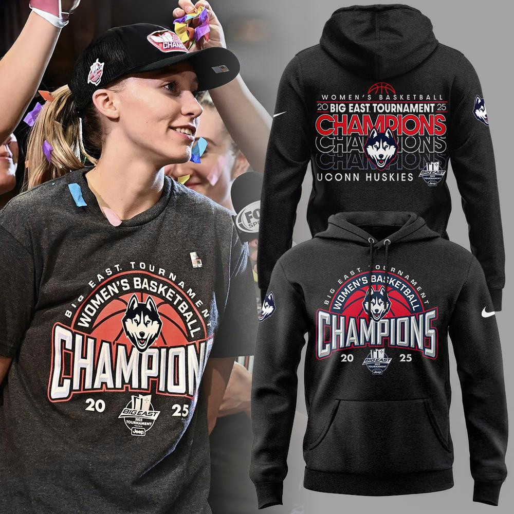 UConn Huskies Women's Basketball 2025 Big East Tournament Champions Hoodie Gift For Wife-1