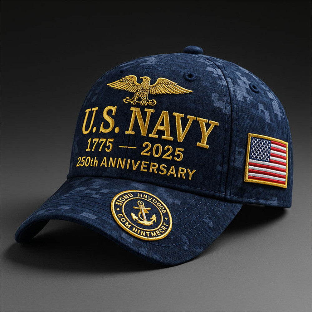 US Navy 250th Anniversary Hat Pride Military Embroidered Navy Cap Father's Day Gifts-1