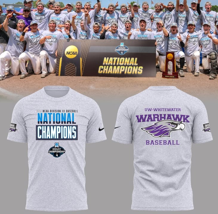 UW-Whitewater Warhawk Baseball 2025 National Champions Shirt UWW NCAA Championship Merch-1