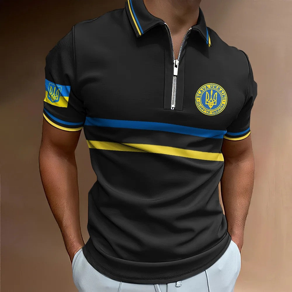 Ukraine Zipper Polo Shirt Slava Ukraini Zelensky Clothing Country Boy Gift Gifts For Besties-1 Ukraine Zipper Polo Shirt Slava Ukraini Zelensky Clothing Country Boy Gift Gifts For Besties-1