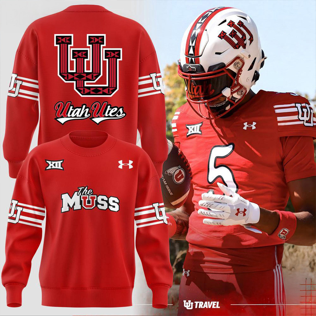 Utah Utes Football THE MUSS 2025 Red Sweatshirt Utes Merch Christmas Gift Ideas For Dad-1 Utah Utes Football THE MUSS 2025 Red Sweatshirt Utes Merch Christmas Gift Ideas For Dad-1
