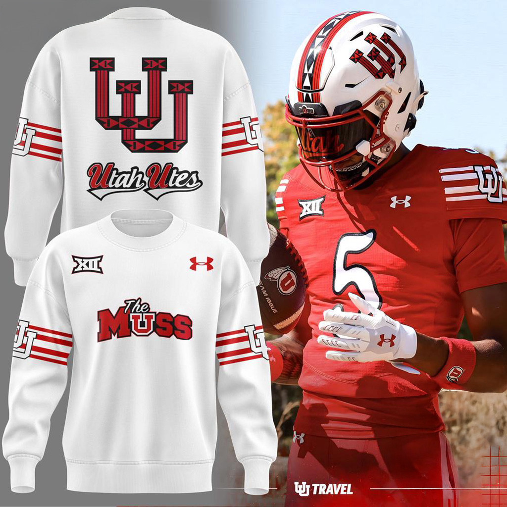 Utah Utes Football THE MUSS 2025 White Sweatshirt Utes Merch Football Fan Gift Ideas-1 Utah Utes Football THE MUSS 2025 White Sweatshirt Utes Merch Football Fan Gift Ideas-1