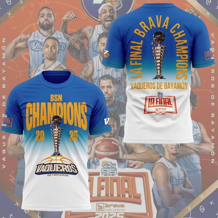 Vaqueros De Bayamon Champions 2025 T-Shirt Baloncesto Superior Nacional Merch Clothing-1