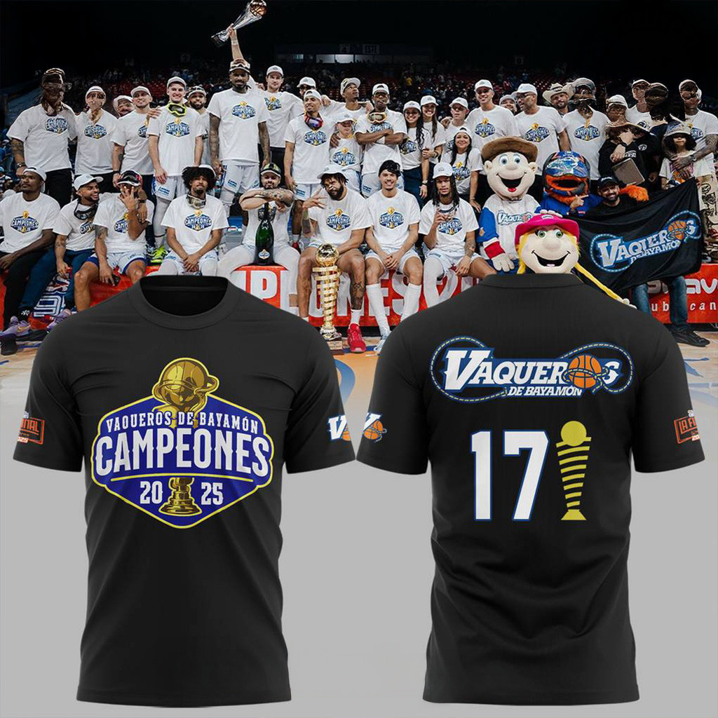 Vaqueros de Bayamon Champions Baloncesto Superior Nacional 2025 Black T-Shirt Fan Merch Dad Gift-1