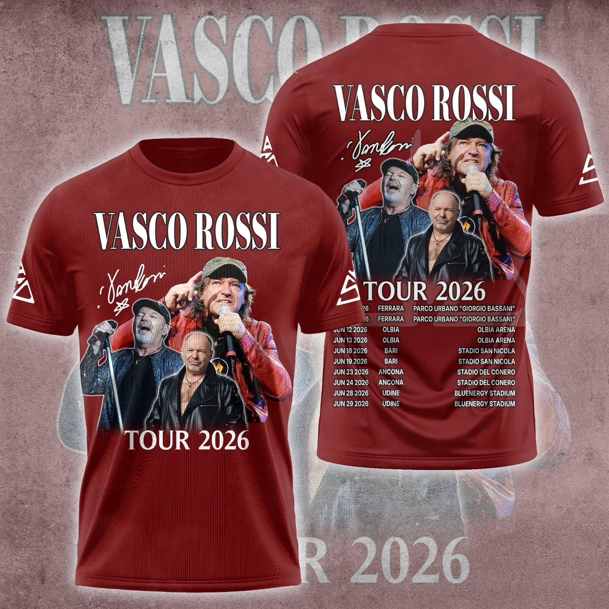 Vasco Rossi Tour Merch Dates 2026 T-Shirt Vasco Rossi Concert Tee Shirts Fan Gift Ideas-1