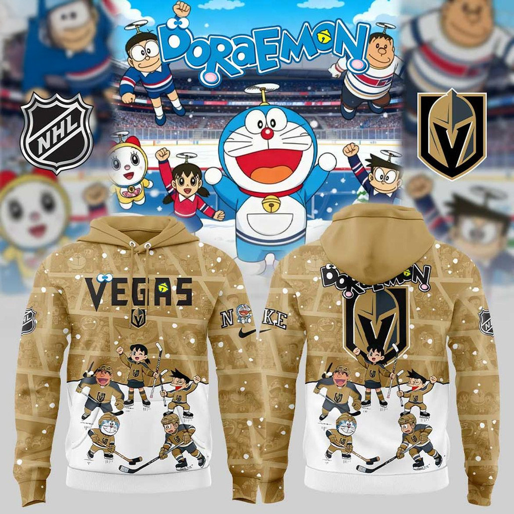 Vegas Golden Knights Doraemon and Friends Hoodie Knights Merch Christmas Present Ideas For Him-1