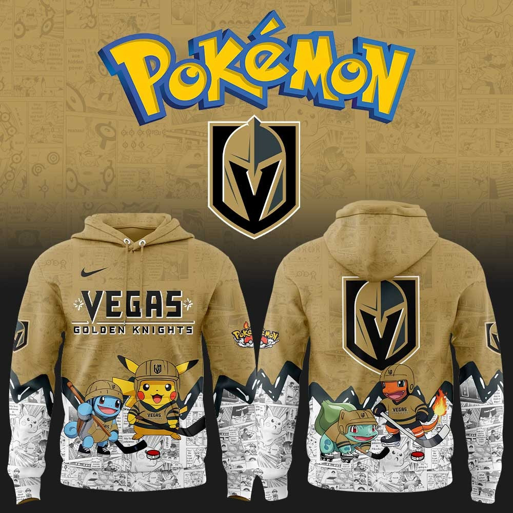 Vegas Golden Knights x Pokemon Hoodie Cute Best Gifts For Hockey Lovers Fans-1