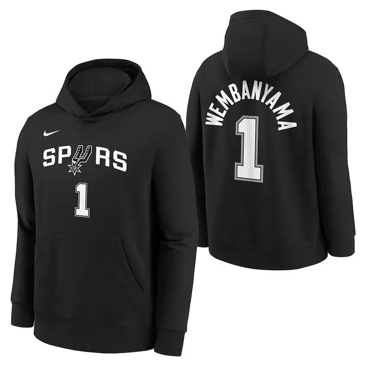 Victor Wembanyama Merch Hoodie San Antonio Spurs Nike Icon Name & Number Hoodie-1