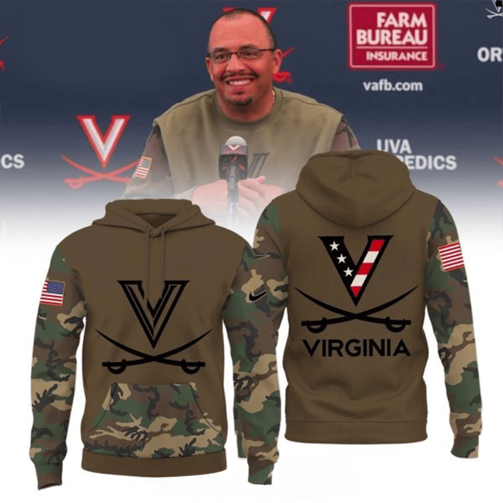 Virginia Cavaliers Camo Hoodie Military Memorial Clothing Football Apparel Cavaliers Fan Gift-1