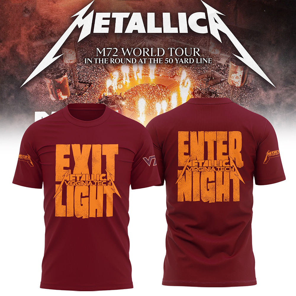 Virginia Tech Metallica M72 2025 Merch T-Shirt Exit Light Enter Night Cool Fan Gifts-1