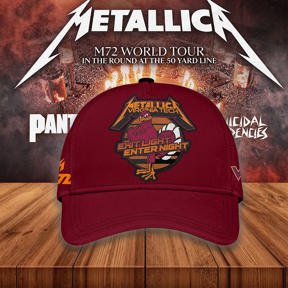 Virginia Tech Metallica M72 2025 Tour Merch Hat VT Hokies Exit Light Enter Night Ball Cap-1 Virginia Tech Metallica M72 2025 Tour Merch Hat VT Hokies Exit Light Enter Night Ball Cap-1