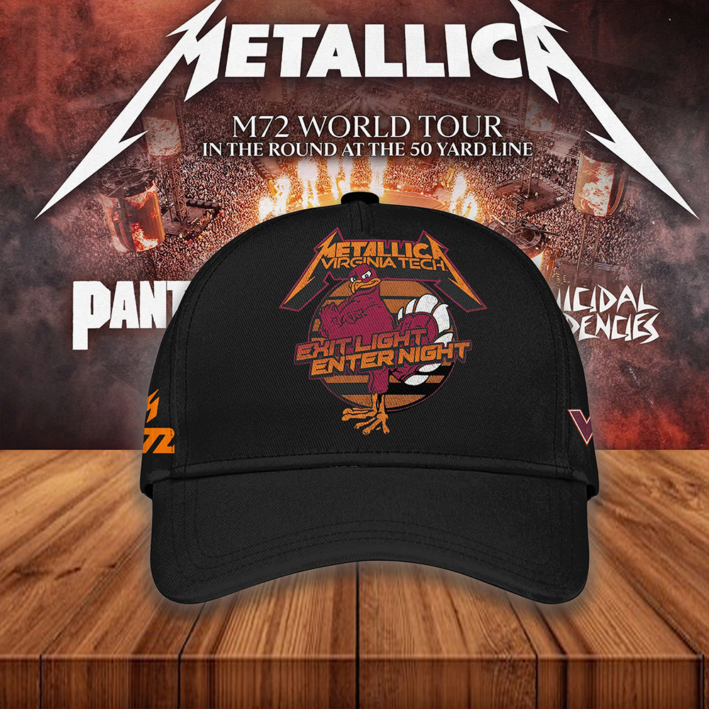 Virginia Tech Metallica M72 2025 Tour Merch Hat VT Hokies Exit Light Enter Night Fan Gear-1 Virginia Tech Metallica M72 2025 Tour Merch Hat VT Hokies Exit Light Enter Night Fan Gear-1