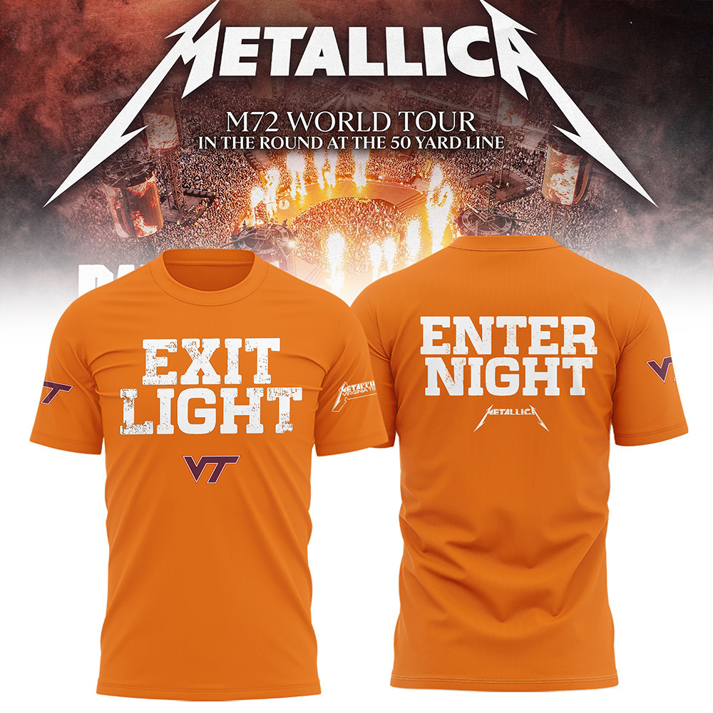 Virginia Tech Metallica M72 2025 Tour Merch T-Shirt VT Hokies Exit Light Enter Night Gear-1