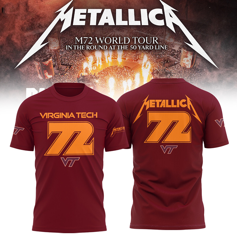 Virginia Tech Metallica M72 2025 Tour Merch T-Shirt VT Hokies Rock Fan Gear Cool Gifts-1