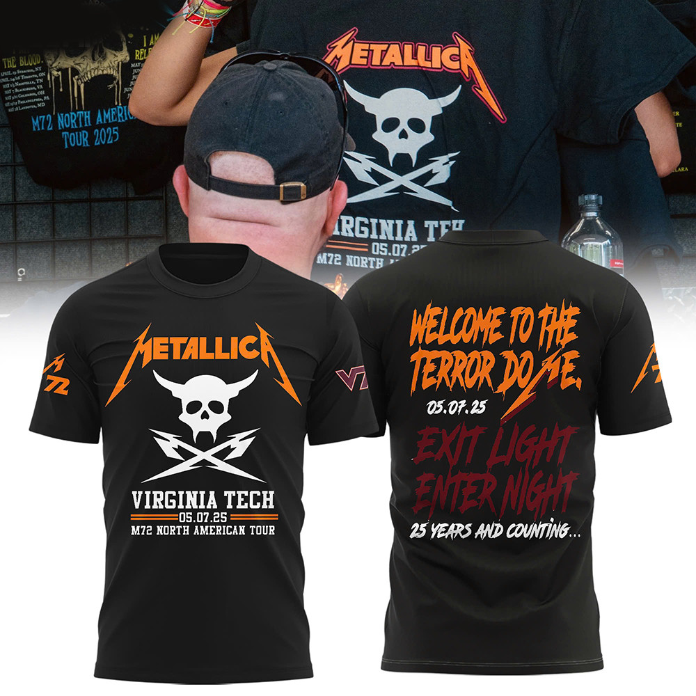 Virginia Tech Metallica Shirt M72 2025 North American Tour Merch VT Hokies Welcome Terror-1