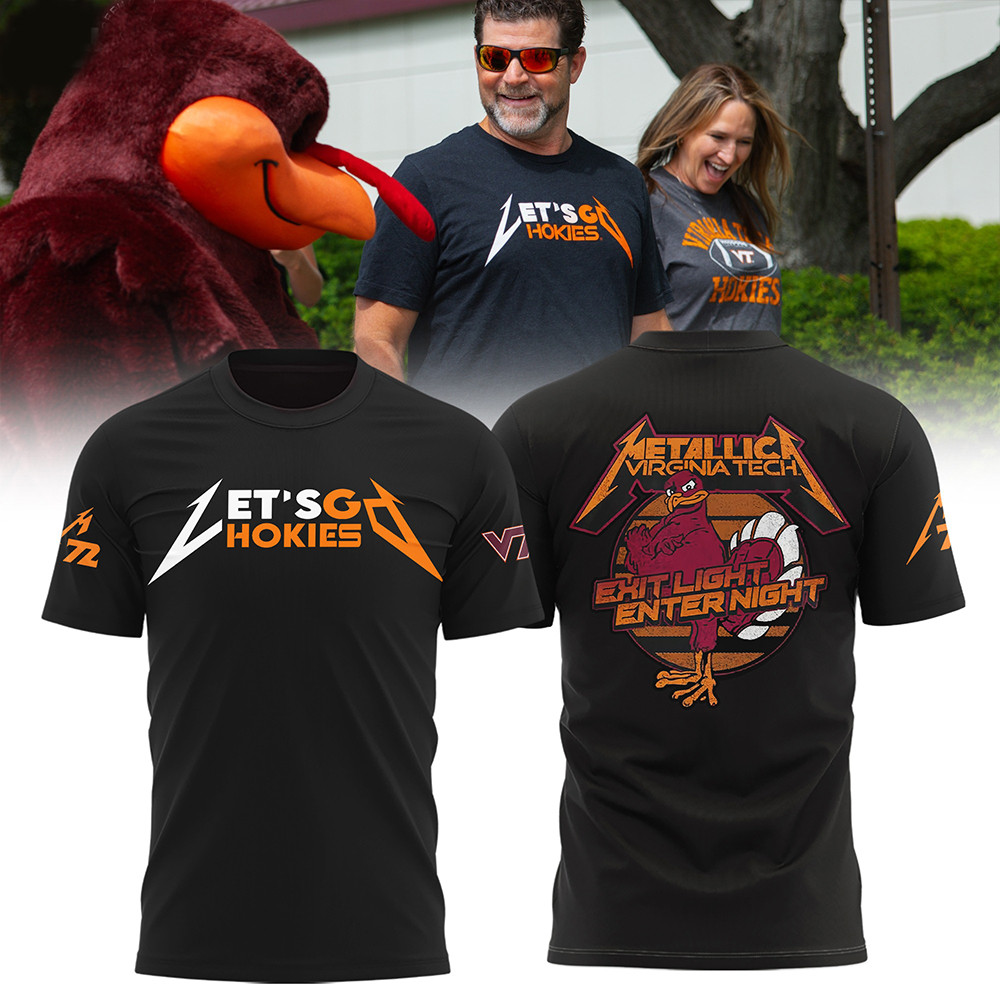 Virginia Tech Metallica Tee Shirt M72 Tour Merch Let's Go VT Hokies Exit Light Enter Night-1