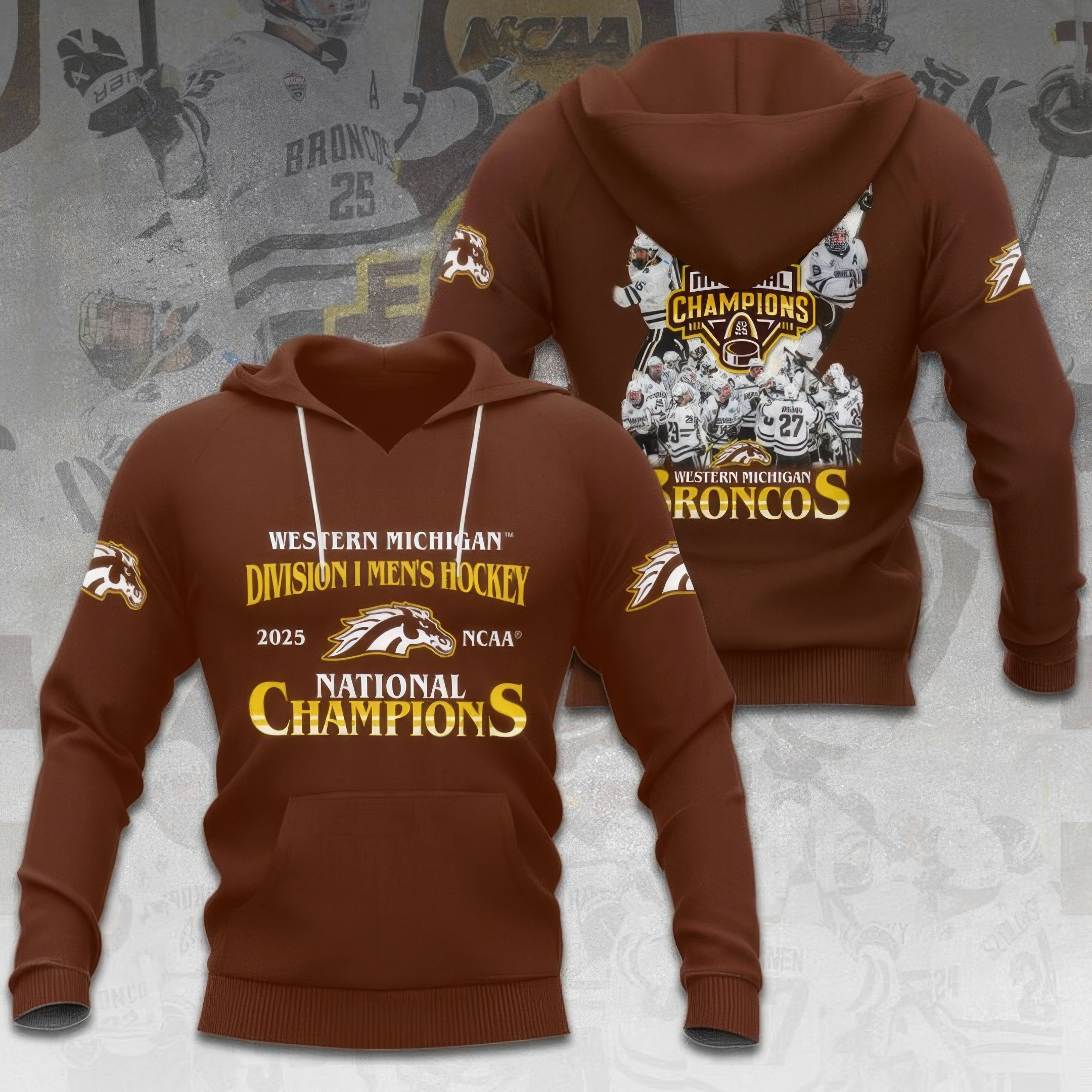 WMU Hockey 2025 National Champion Hoodie Gifts For Hockey Enthusiasts-1