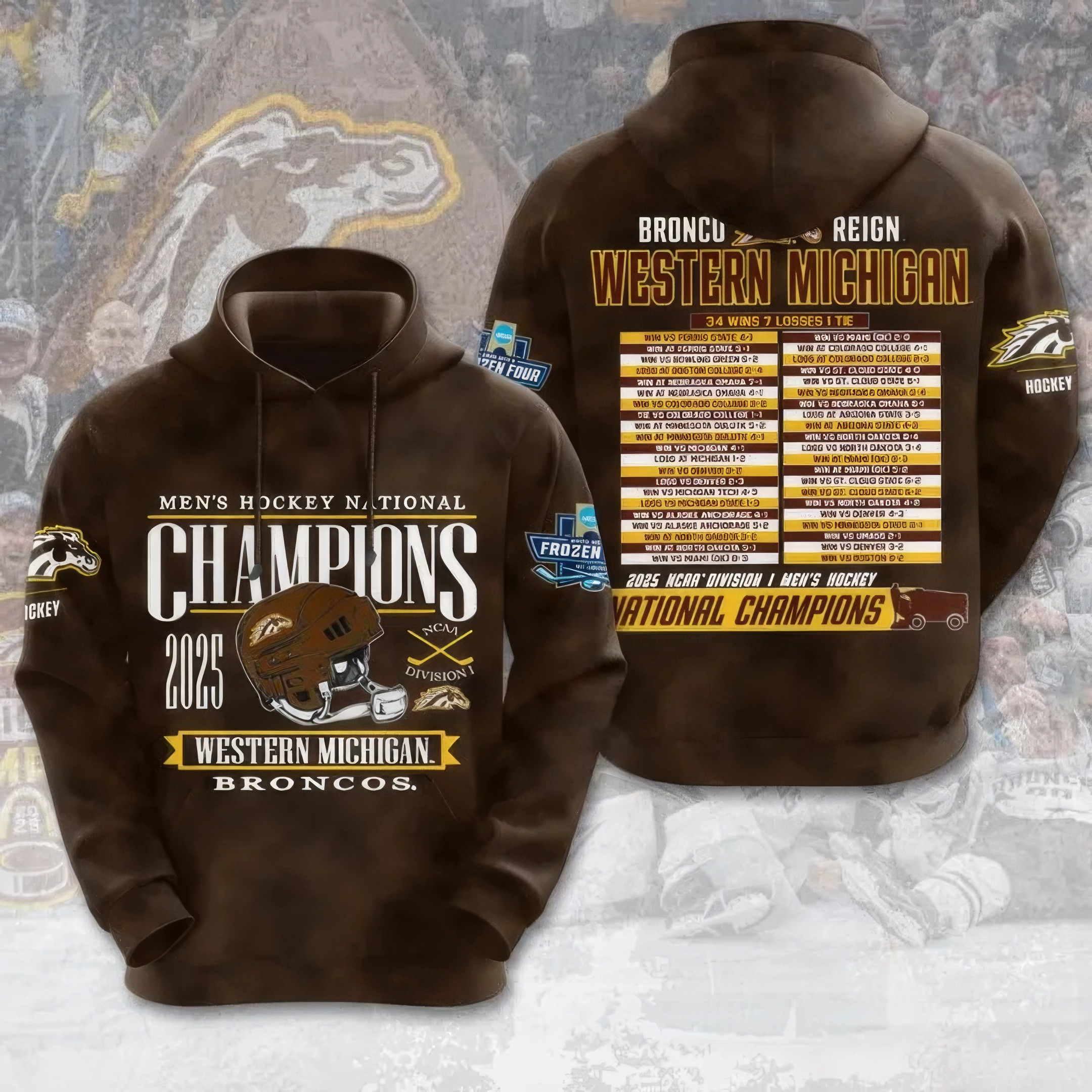 WMU Hockey 2025 National Champion Hoodie Gifts For Ice Hockey Fans-1