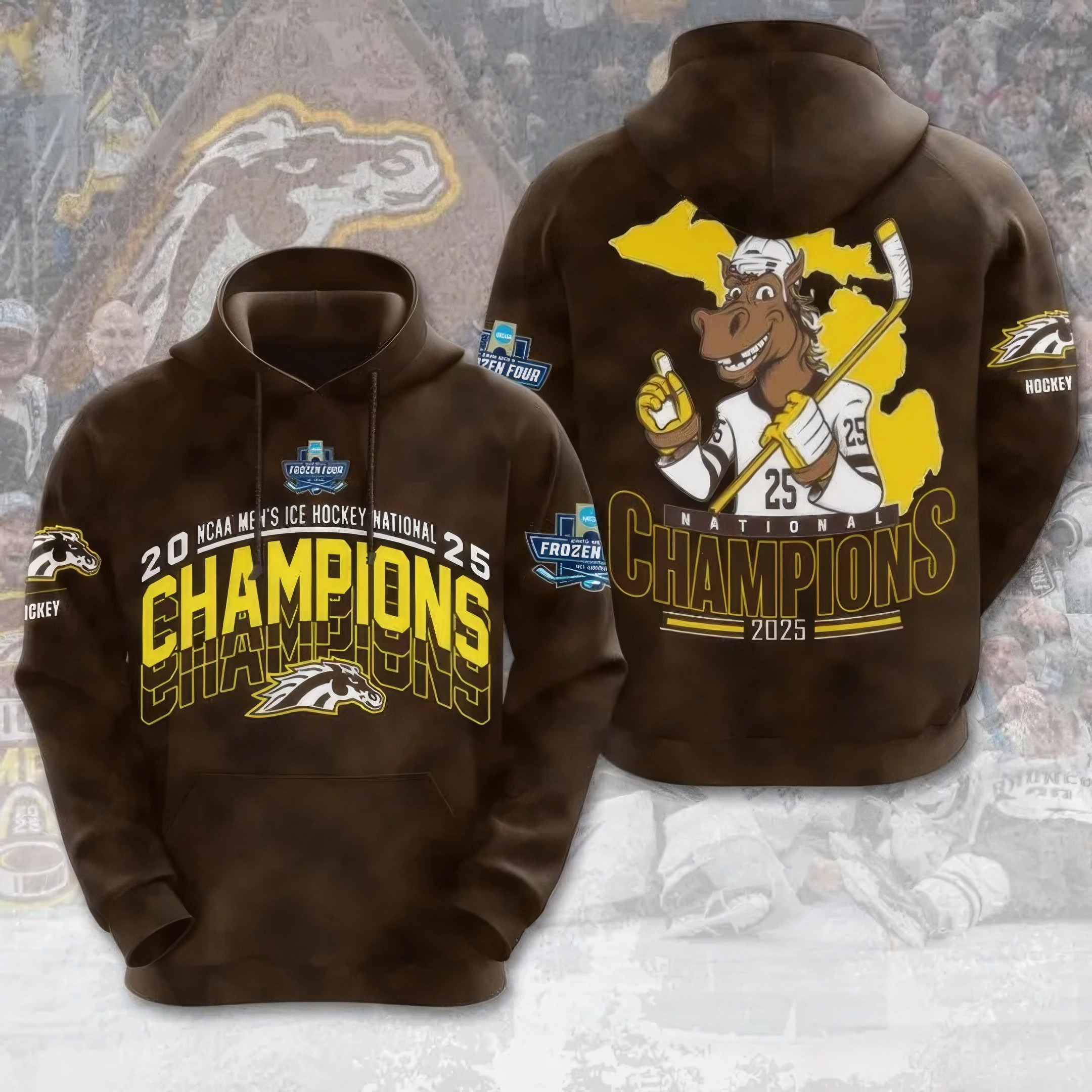WMU Hockey 2025 National Champion Hoodie Good Gifts For Hockey Fans-1