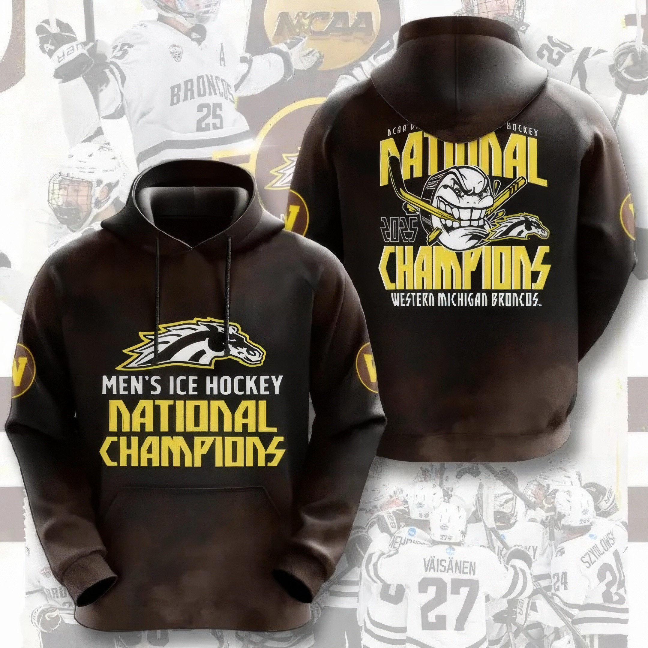 WMU Hockey 2025 National Champion Hoodie Presents For Hockey Fans-1