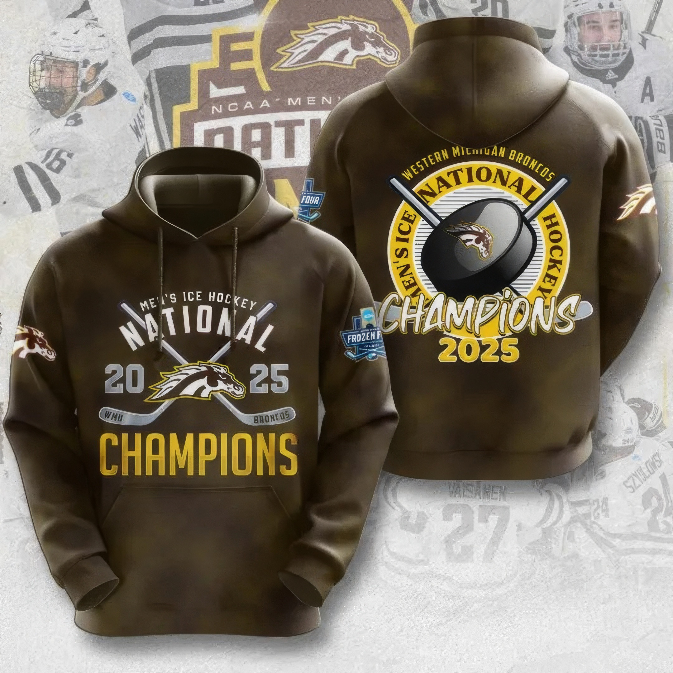 WMU Hockey 2025 National Champion Hoodie Presents For Hockey Lovers-1