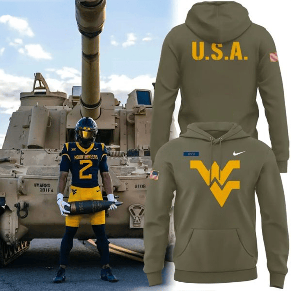 WVU Football Military Appreciation Hoodie GameDay Apparel WVU Merch Football Lovers Gifts-1