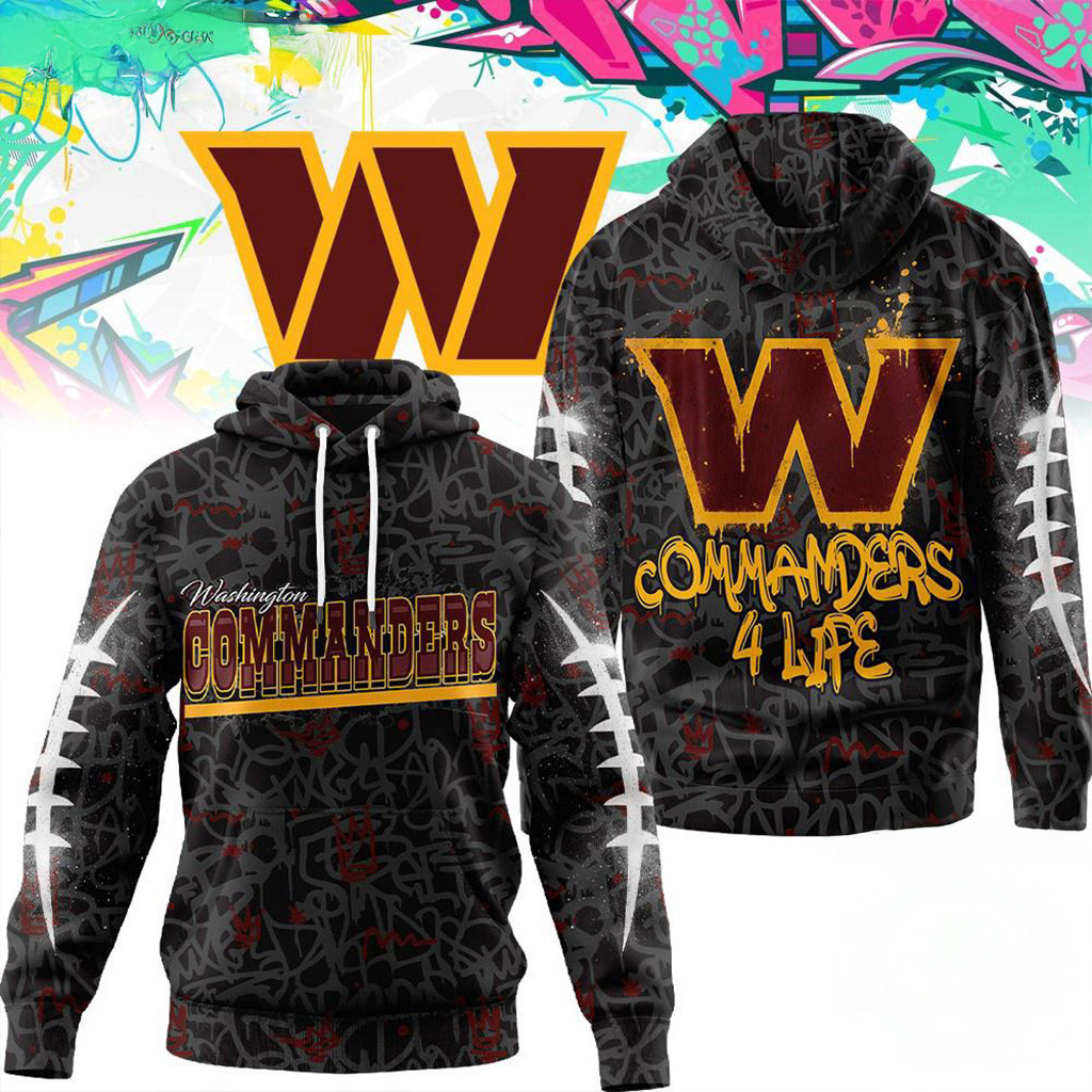 Washington Commanders NFL Special Graffiti My Team 4 Life Hoodie Commanders Merch Fans Gifts-1
