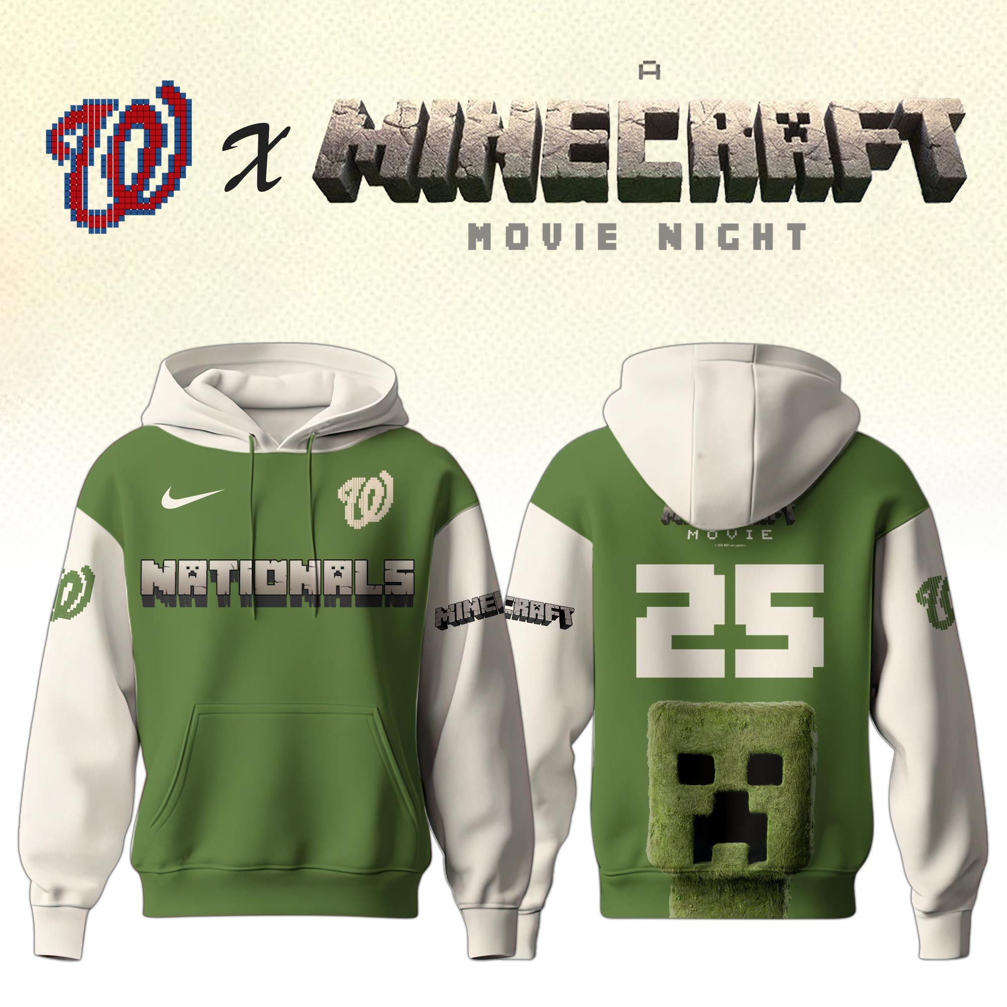Washington Nationals MLB x A MINECRAFT MOVIE Night Hoodie Unique Best Gifts Baseball Fans-1