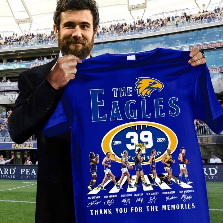 West Coast Eagles 39th Anniversary 1986-2025 T-Shirt Signature Thank You For The Memories-1