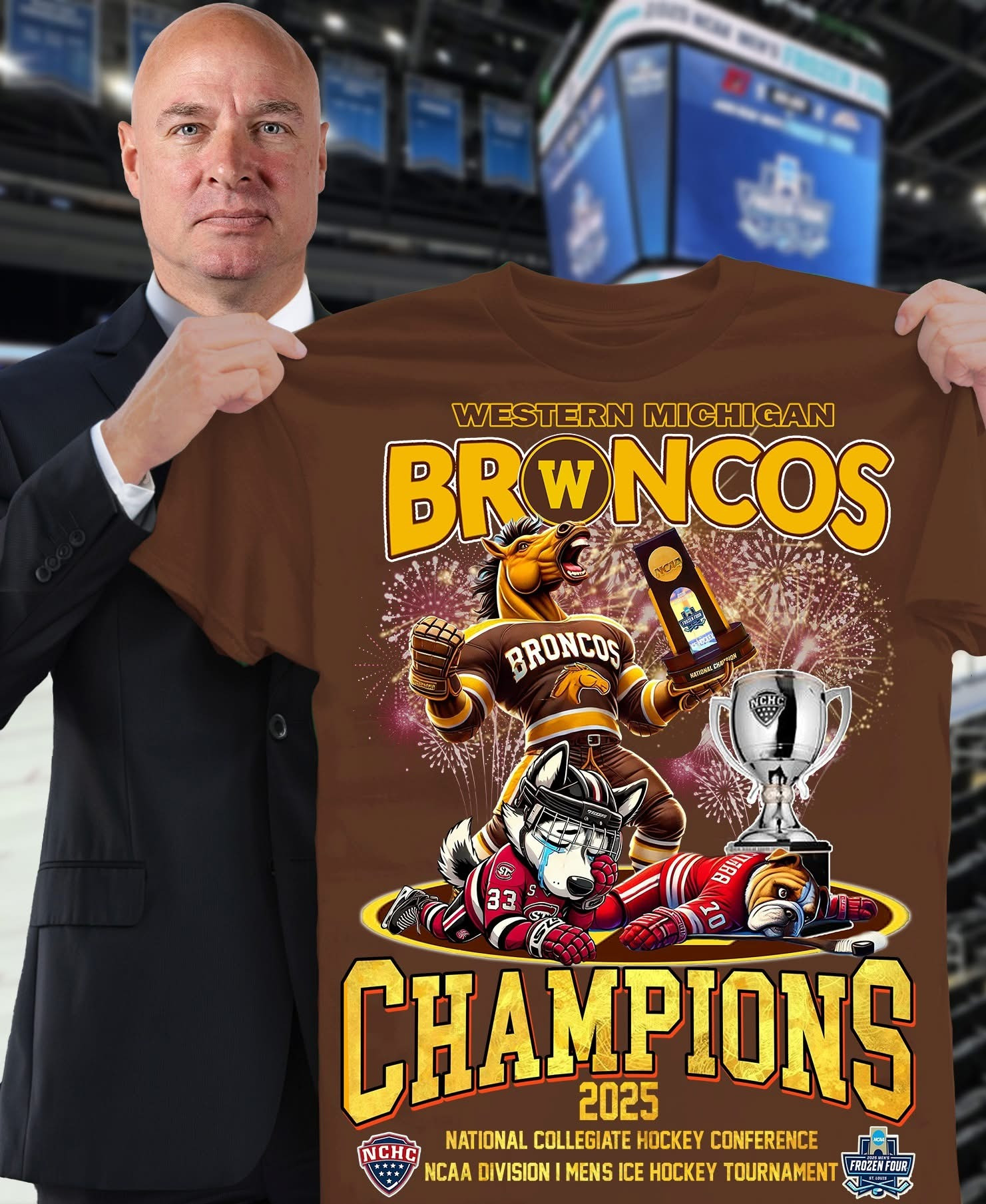 Western Michigan Broncos National Champions 2025 T-Shirt Hockey Fan Merch Gifts Awesome-1