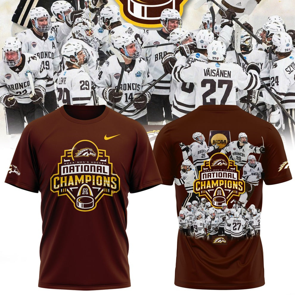 Western Michigan Broncos National Champions 2025 T-Shirt WMU Hockey Fan Gear Gift Shop-1 Western Michigan Broncos National Champions 2025 T-Shirt WMU Hockey Fan Gear Gift Shop-1
