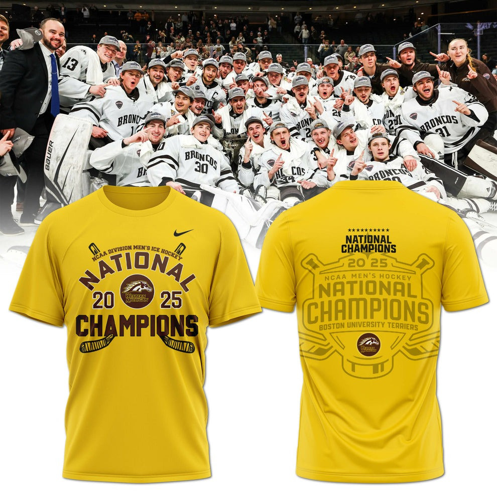 Western Michigan Broncos National Champions 2025 T-Shirt WMU Hockey Fan Gifts For Bro-1