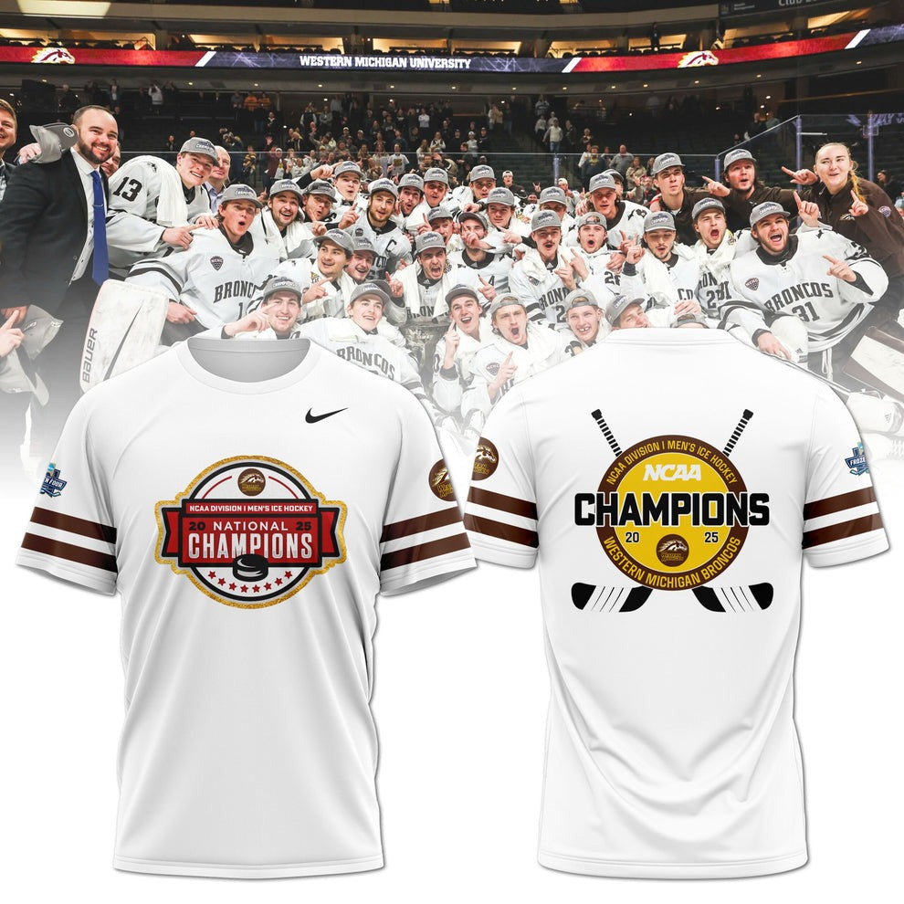 Western Michigan Broncos National Champions 2025 T-Shirt WMU Hockey Gear Gifts For Dad-1