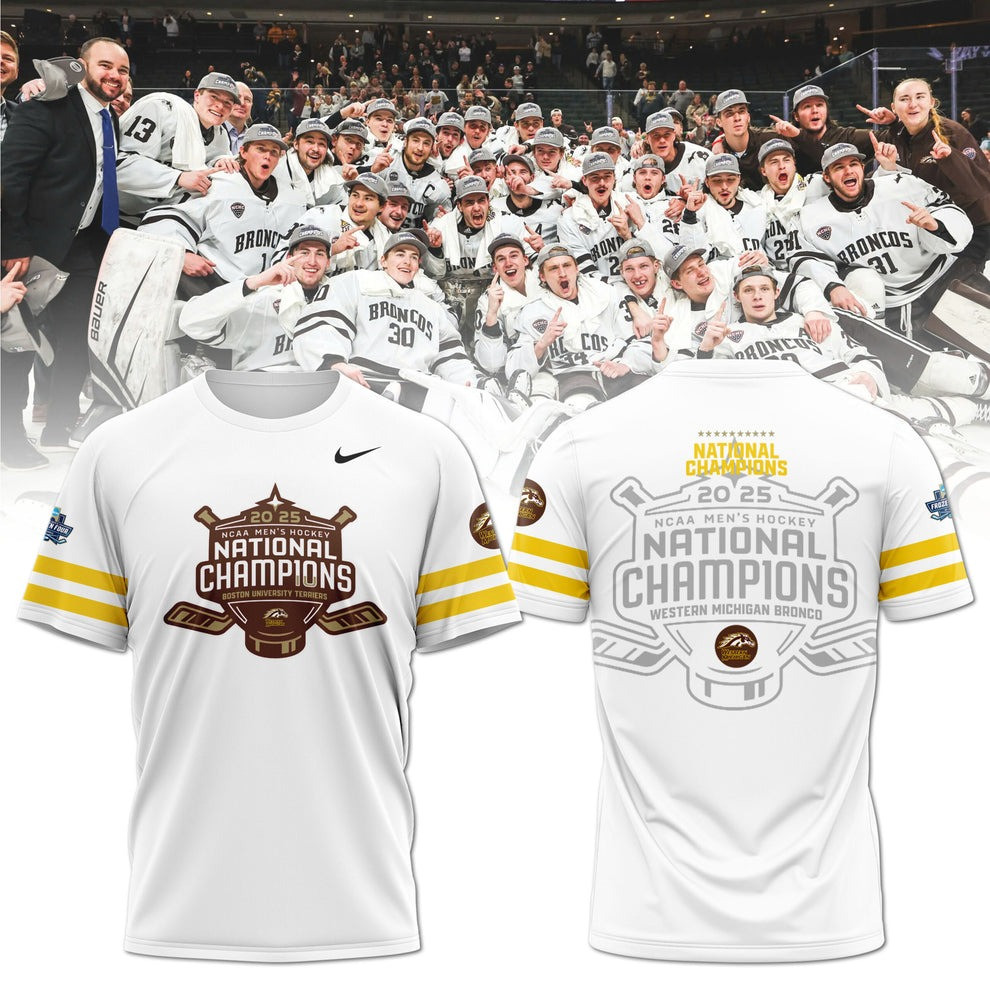 Western Michigan Broncos National Champions 2025 T-Shirt WMU Hockey Gear Gifts For Dude-1