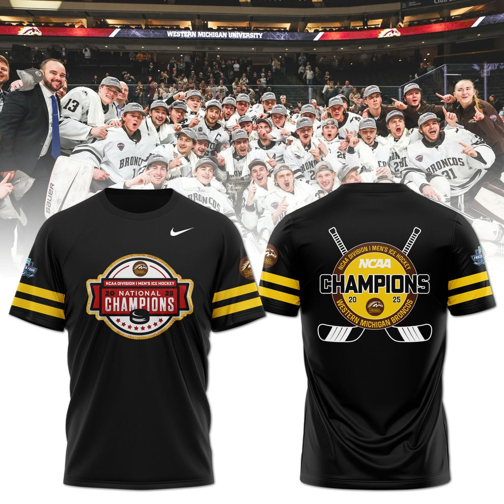Western Michigan Broncos National Champions 2025 T-Shirt WMU Hockey Gifts For True Fans-1