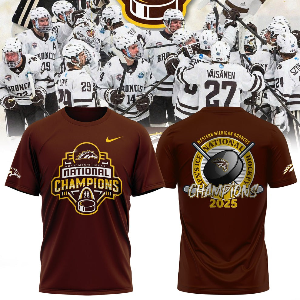 Western Michigan Broncos National Champions 2025 T-Shirt WMU Men's Ice Hockey Unique Tee-1 Western Michigan Broncos National Champions 2025 T-Shirt WMU Men's Ice Hockey Unique Tee-1