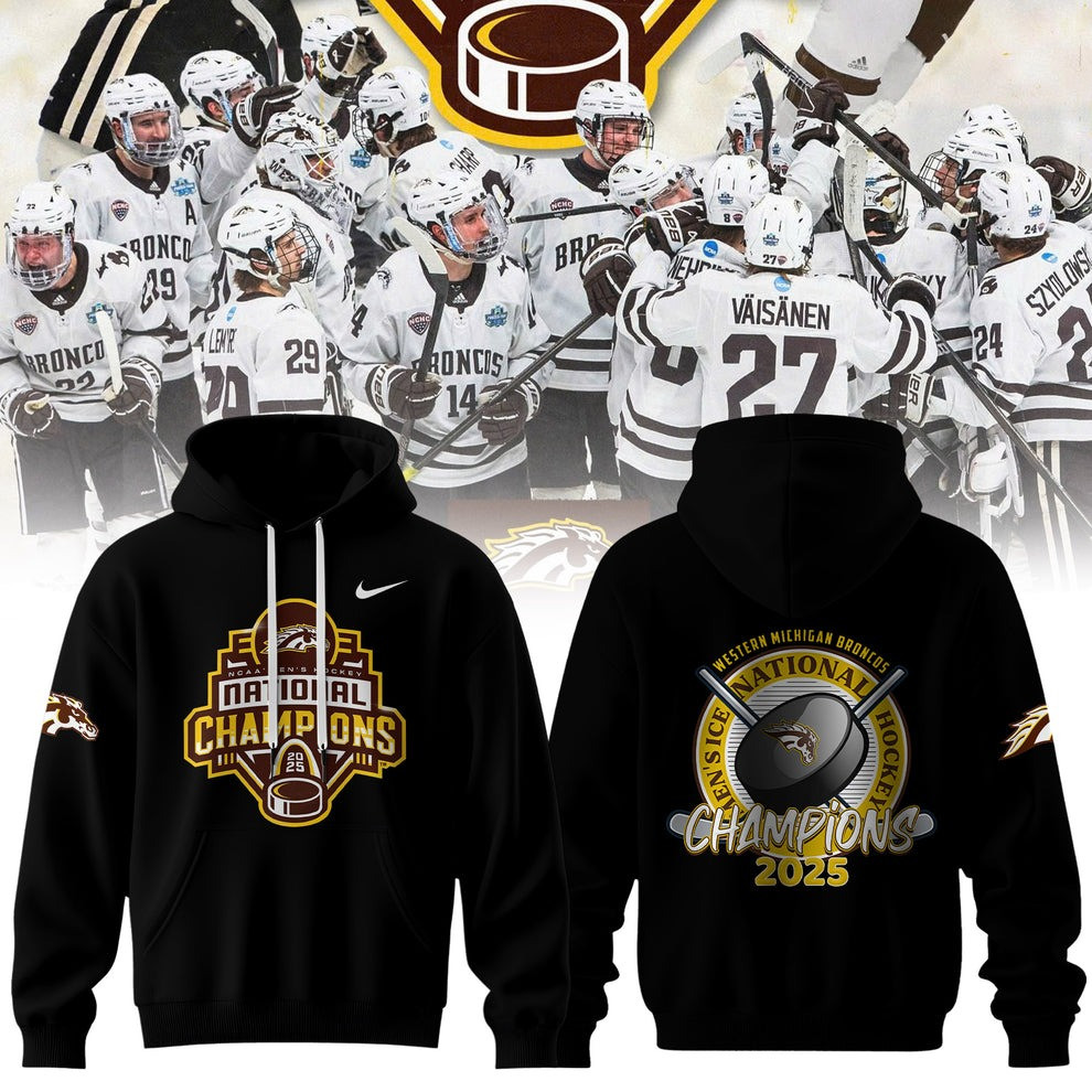 Western Michigan Broncos National Champions Hoodie 2025 WMU Hockey Frozen Four Apparel Merch-1