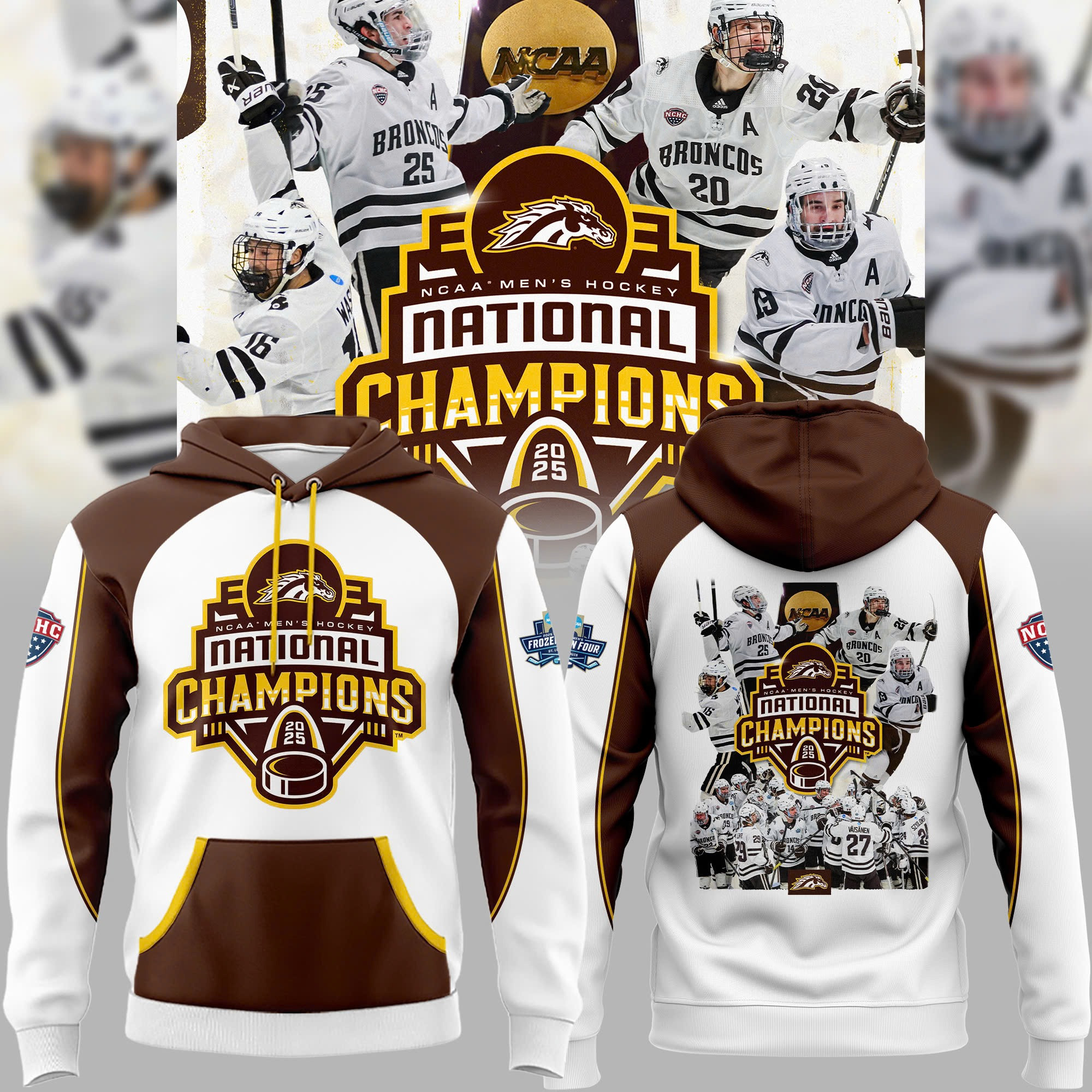 Western Michigan Broncos National Championship Gear Hoodie 2025 Hockey Fan Merch Apparel-1