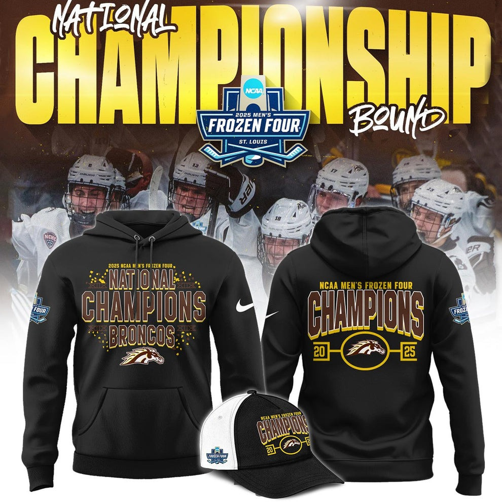 Western Michigan Broncos National Championship Gear Hoodie Hat Ice Hockey Frozen Four Merch-1