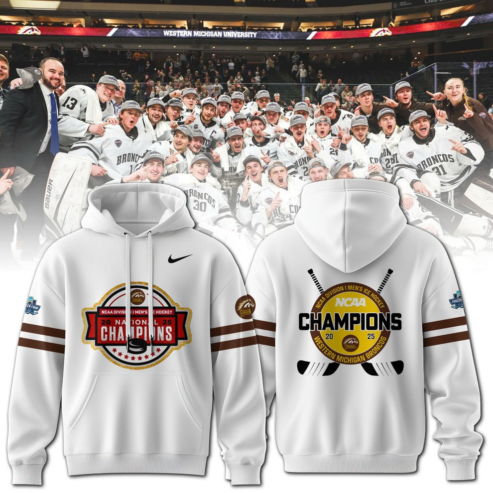 Western Michigan Broncos National Championship Hoodie NCAA Hockey Frozen Four Merch Best-1