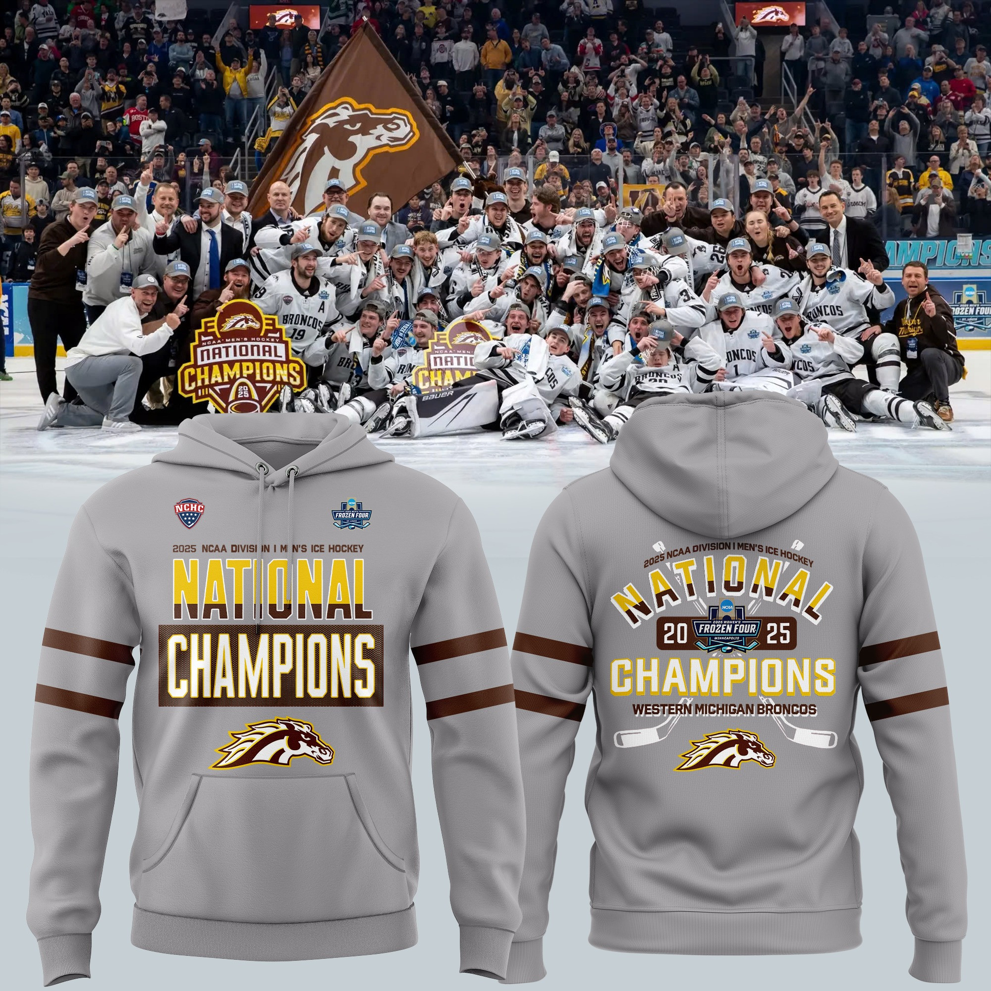 Western Michigan National Championship Gear Hoodie 2025 WMU Hockey Champions Clothing-1