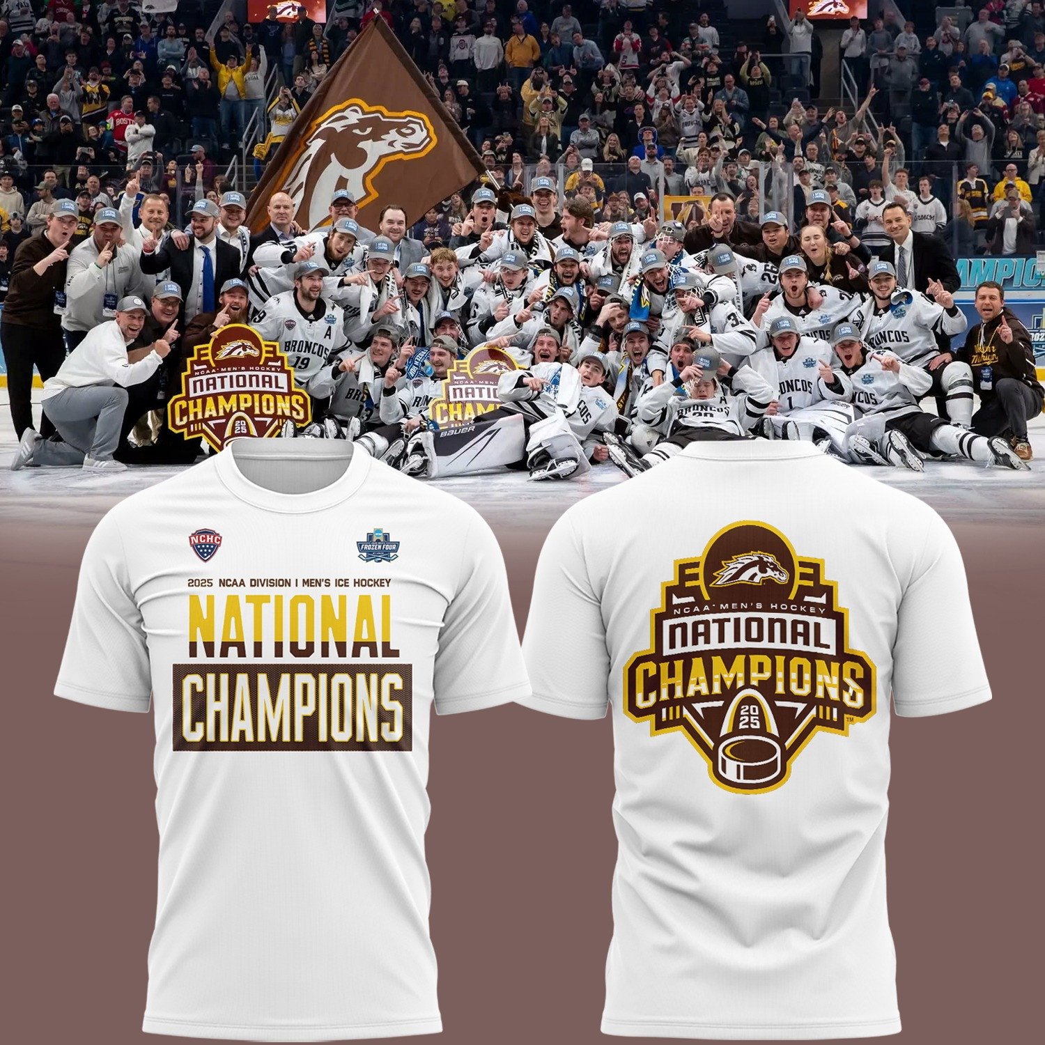 Western Michigan National Championship Gear T-Shirt 2025 WMU Broncos Hockey Merch Apparel-1