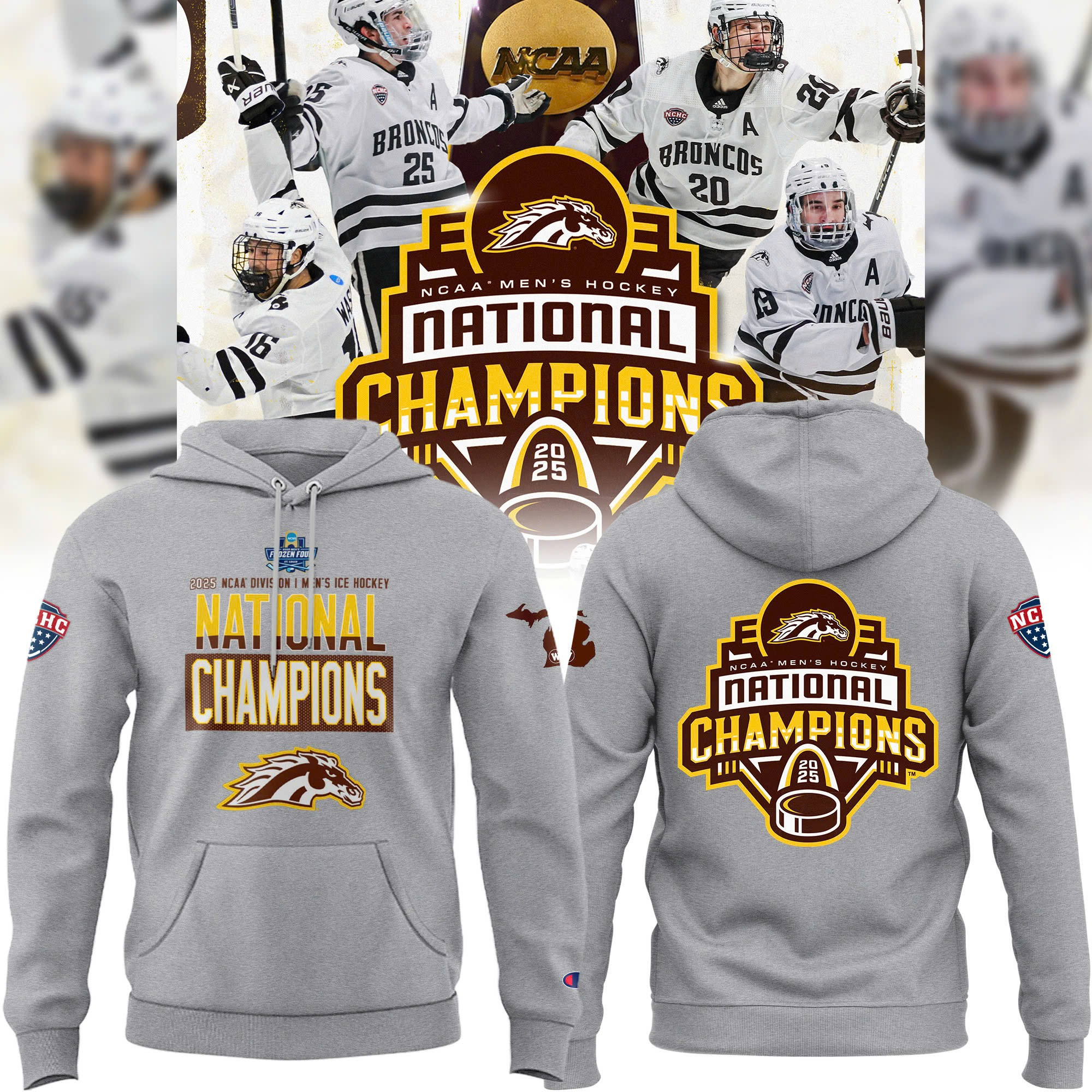 Western Michigan National Championship Hoodie 2025 WMU NCAA Hockey Fan Apparel Unique-1